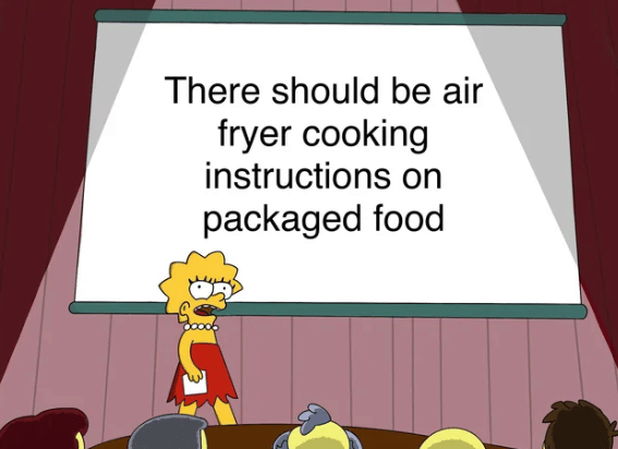 meme SpongeBob tentang air fryer