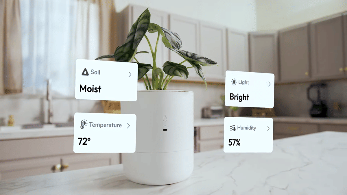 ilustrasi teknologi AI perawatan tanaman LeafyPod