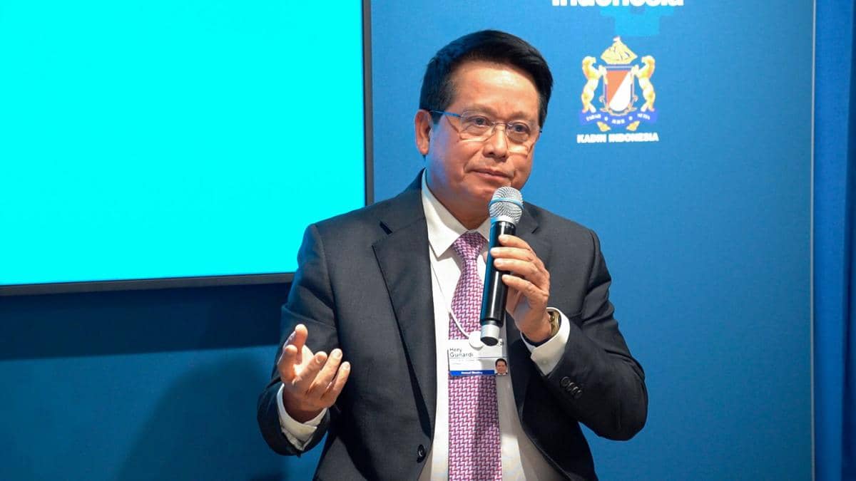 Group CEO, PT Bank Rakyat Indonesia​ (Persero) Tbk, Hery Gunardi, dalam salah satu sesi di Paviliun Indonesia, Davos, Swis