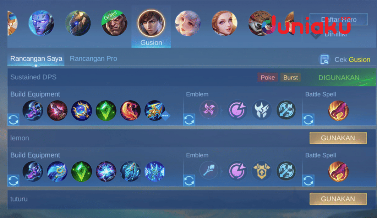 Build Gusion (Dok. Moonton/Mobile Legends)