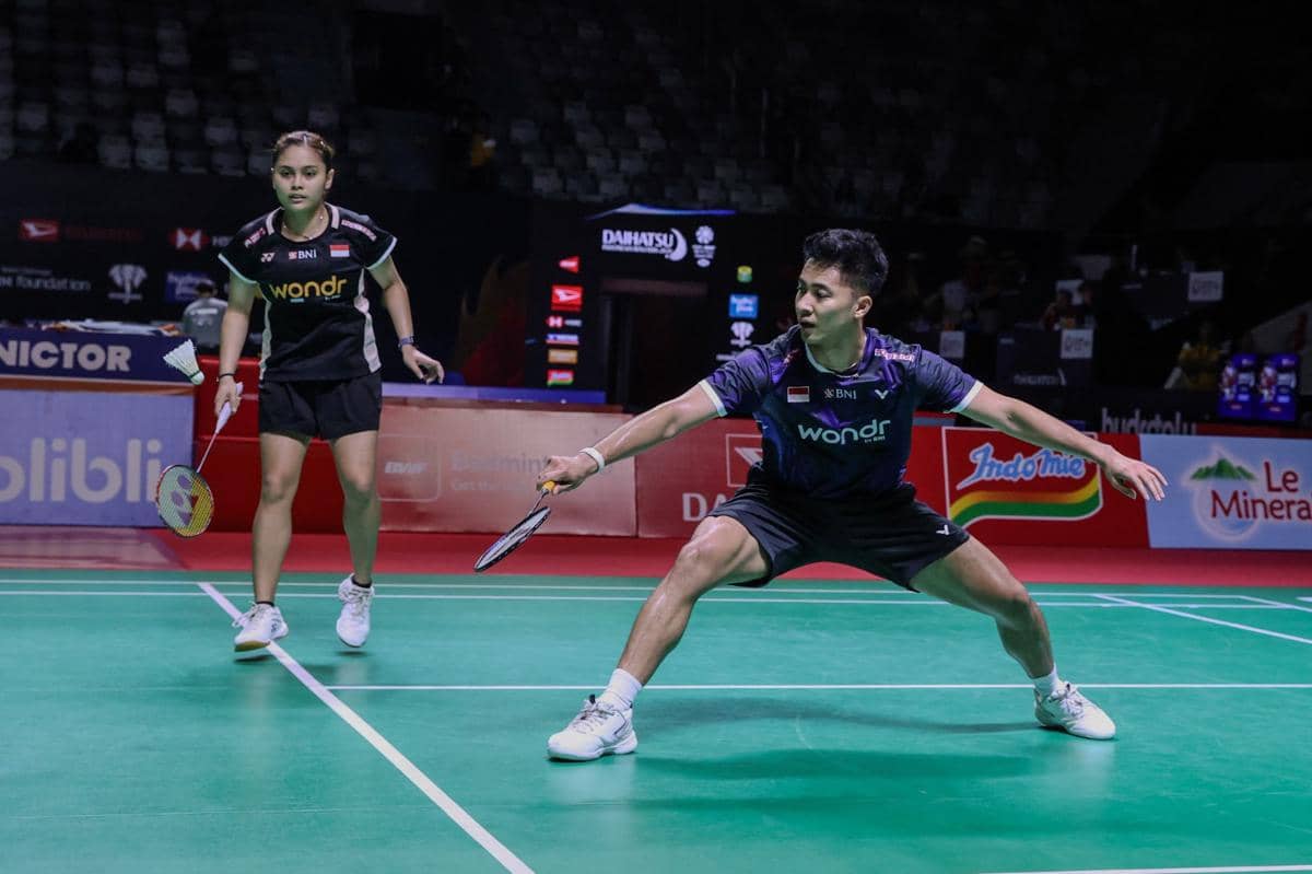 Dejan/Bernadine saat tampil di Indonesia Masters 2026.