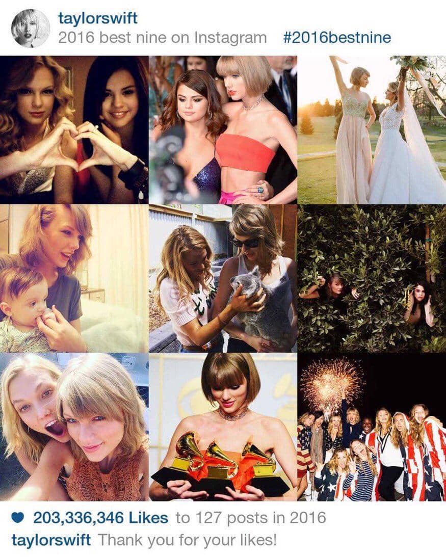 Taylor Swif best nine di 2016