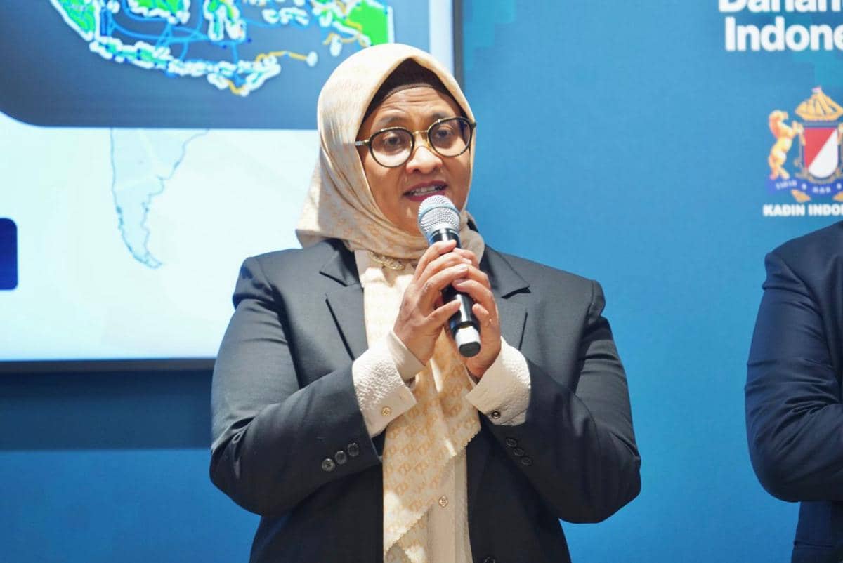 CEO Telkom Indonesia​ Dian Siswarini pada salah satu sesi di Paviliun Indonesia Davos, Swis 