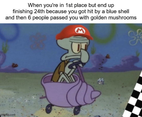 meme Squidward naik mobil kerang