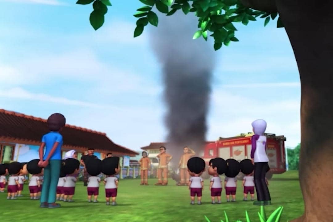 edukasi tentang bahaya api dan kebakaran aktivitas di sekolah upin dan ipin