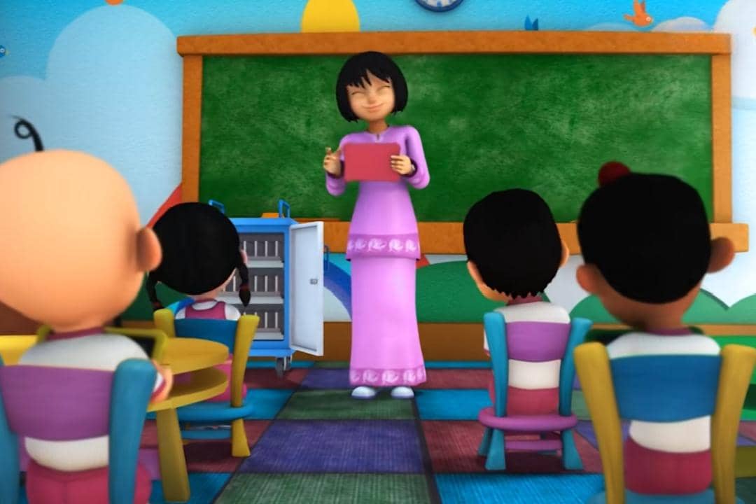 bermain sambung lirik lagu aktivitas di sekolah upin ipin