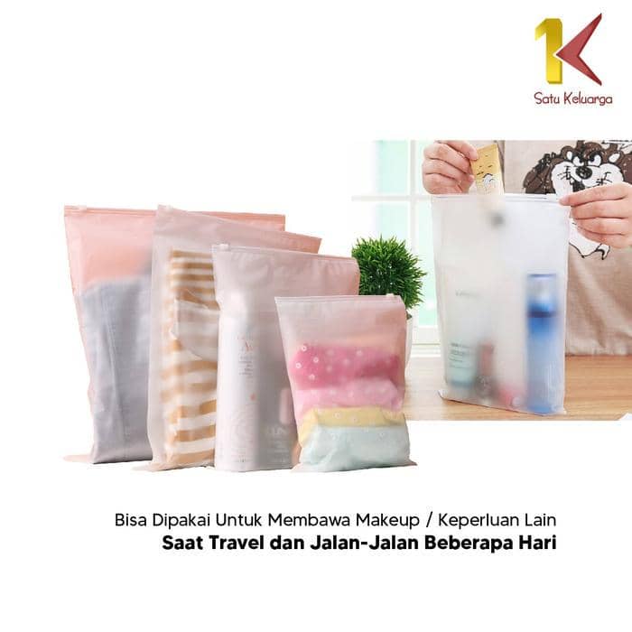 Ziplock Bag Polos Travel Pouch Tas Penyimpanan Pakaian Anti Air