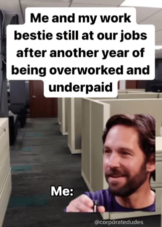 meme kerja dibayar di bawah standar