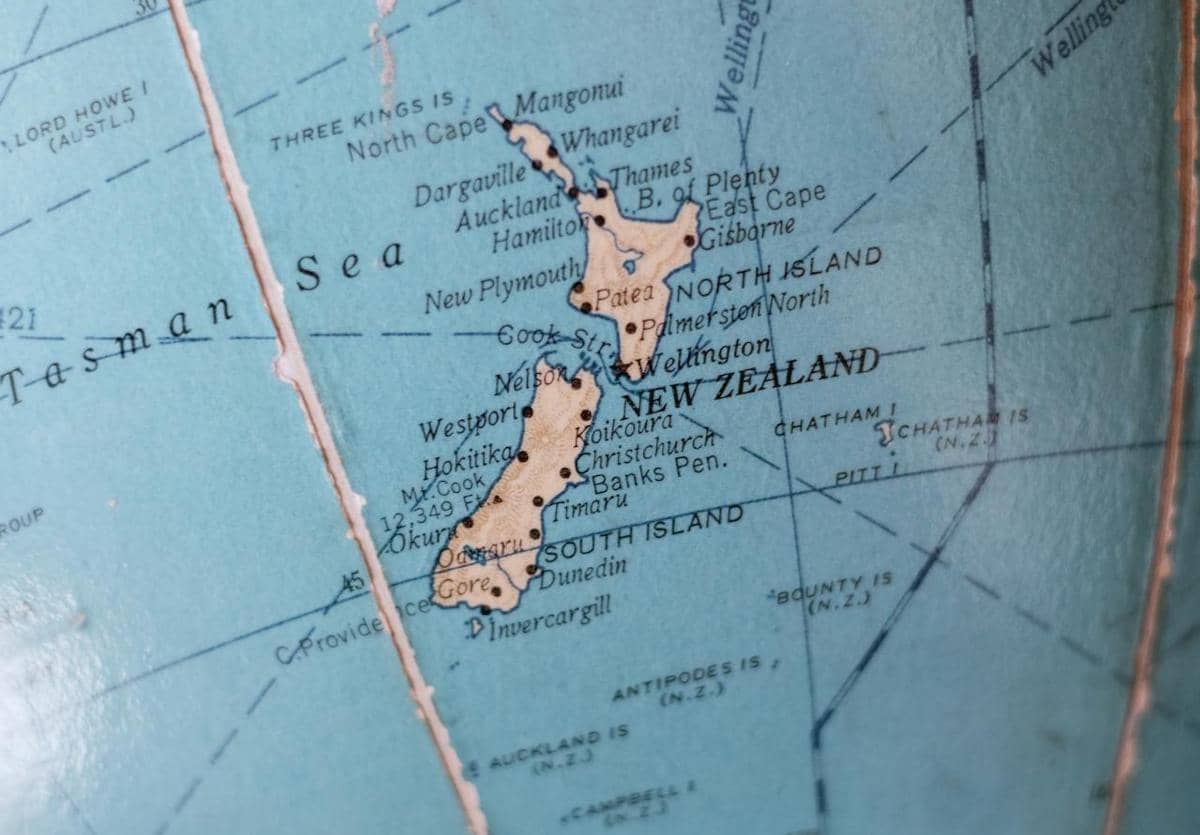 Peta wilayah Selandia Baru.