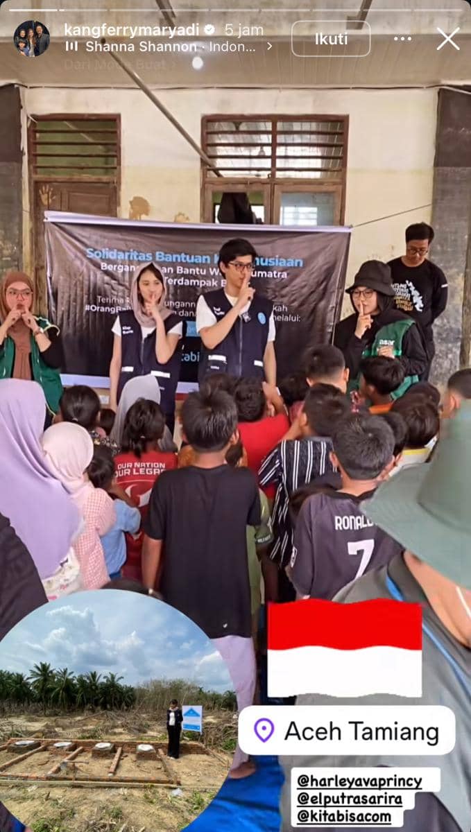 potret El Putra dan Leya Princy salurkan bantuan ke Aceh Tamiang