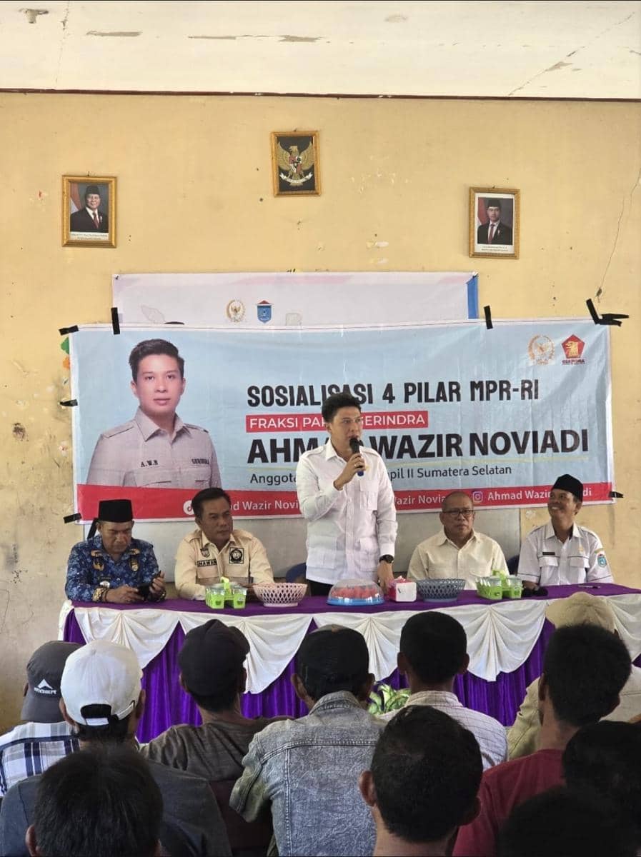 Anggota Komisi 2 DPR RI Ahmad Wazir Noviadi sosialisasi 4 Pilar Kebangsaan di Kecamatan Rambang Kuang, Ogan Ilir, Sabtu (13/12/2025).