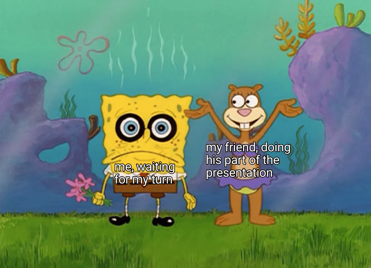 meme SpongeBob tentang teman sekelas