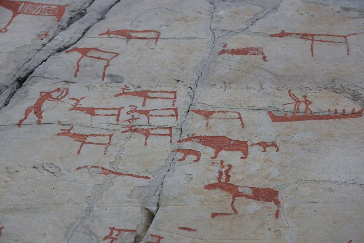 potret Rock Art of Alta yang menampilkan aktivitas manusia dan hewan