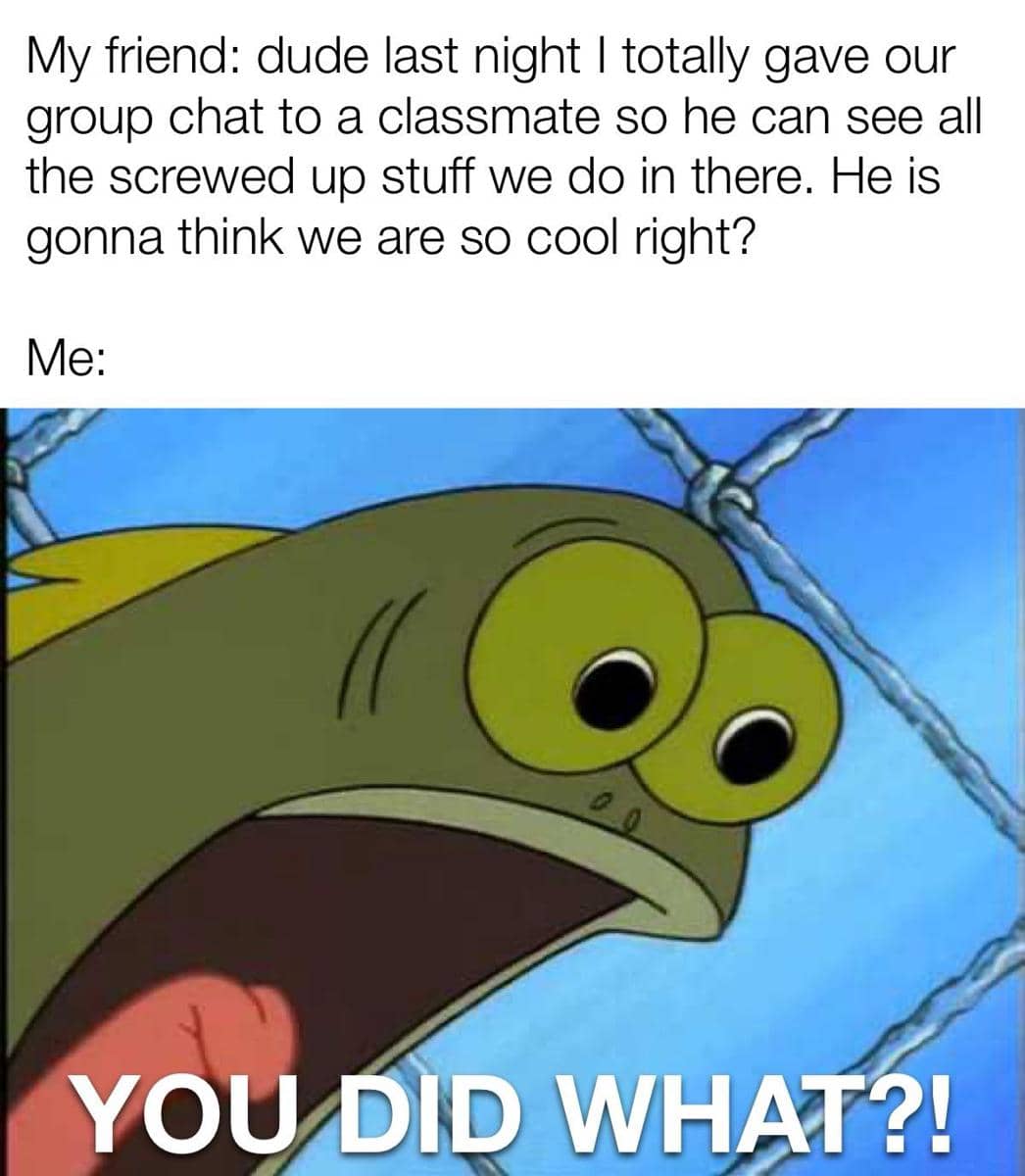 meme SpongeBob tentang teman sekelas