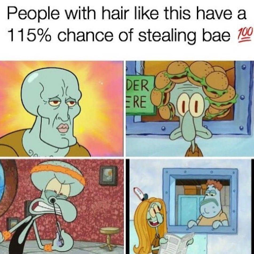 meme SpongeBob tentang rambut