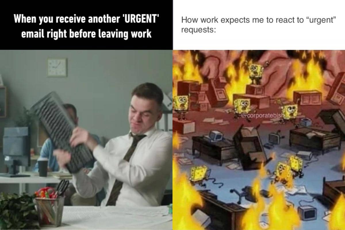 meme tugas urgent di tempat kerja