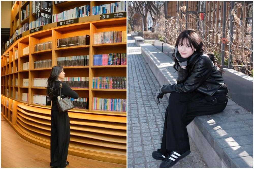 Azizi Asadel liburan ke Korea Selatan.