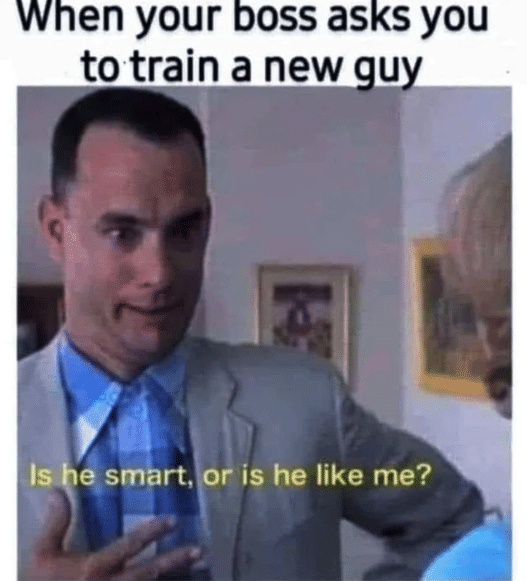 meme menemani karyawan baru 