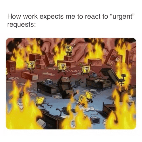 meme tugas urgent di tempat kerja