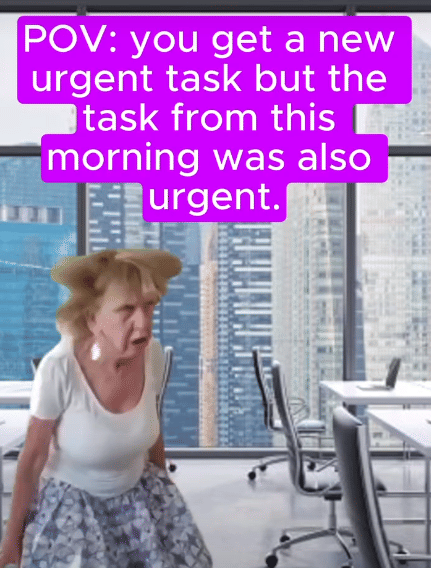 meme tugas urgent di tempat kerja