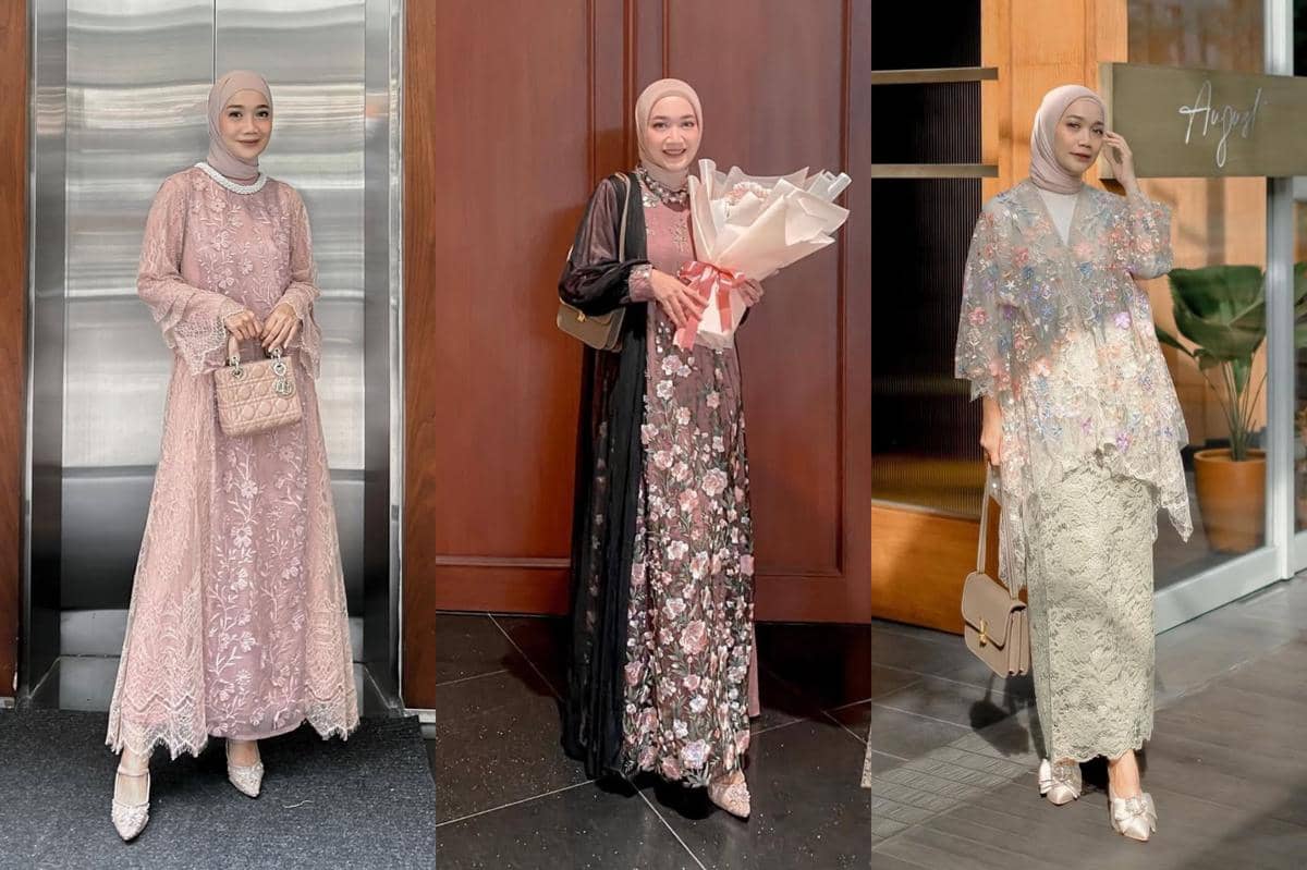 referensi outfit brokat ala selebgram Uwie Mariska 