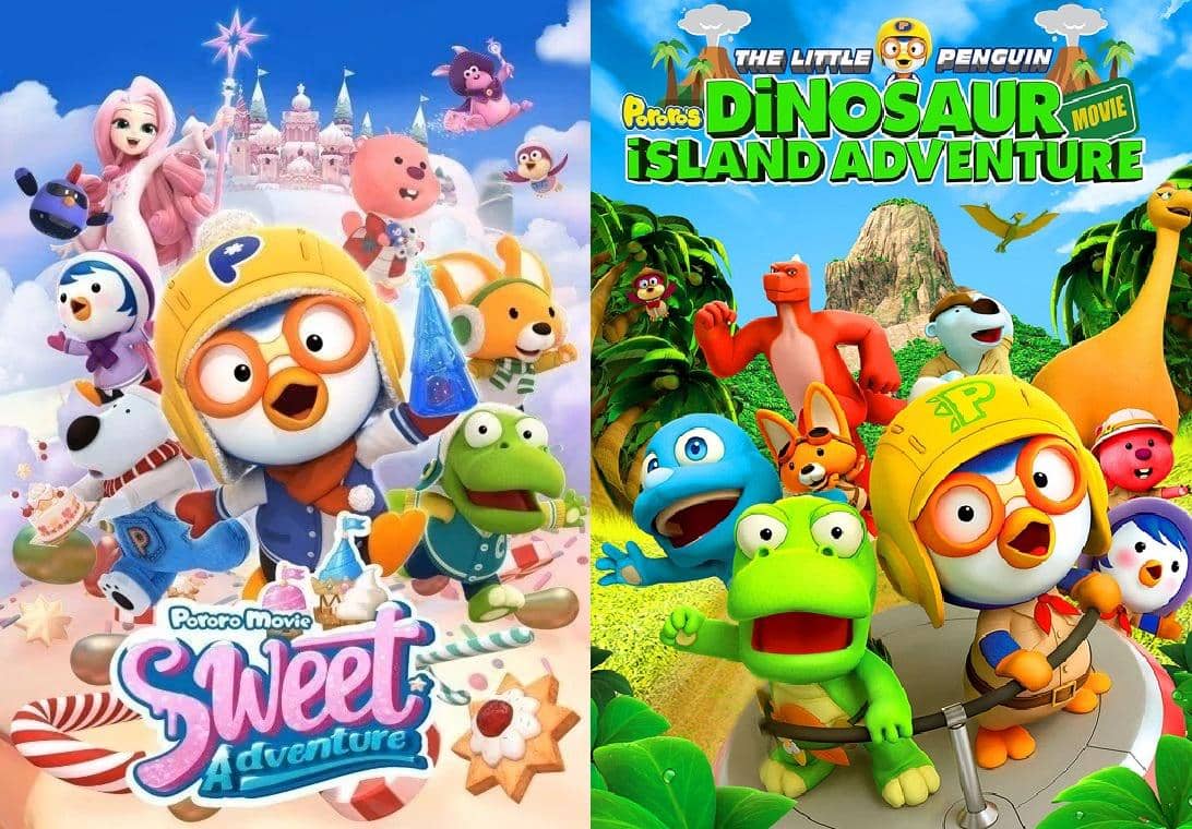 poster film Pororo The Movie: Sweet Castle Adventure|Pororo: Dinosaur Island Adventure