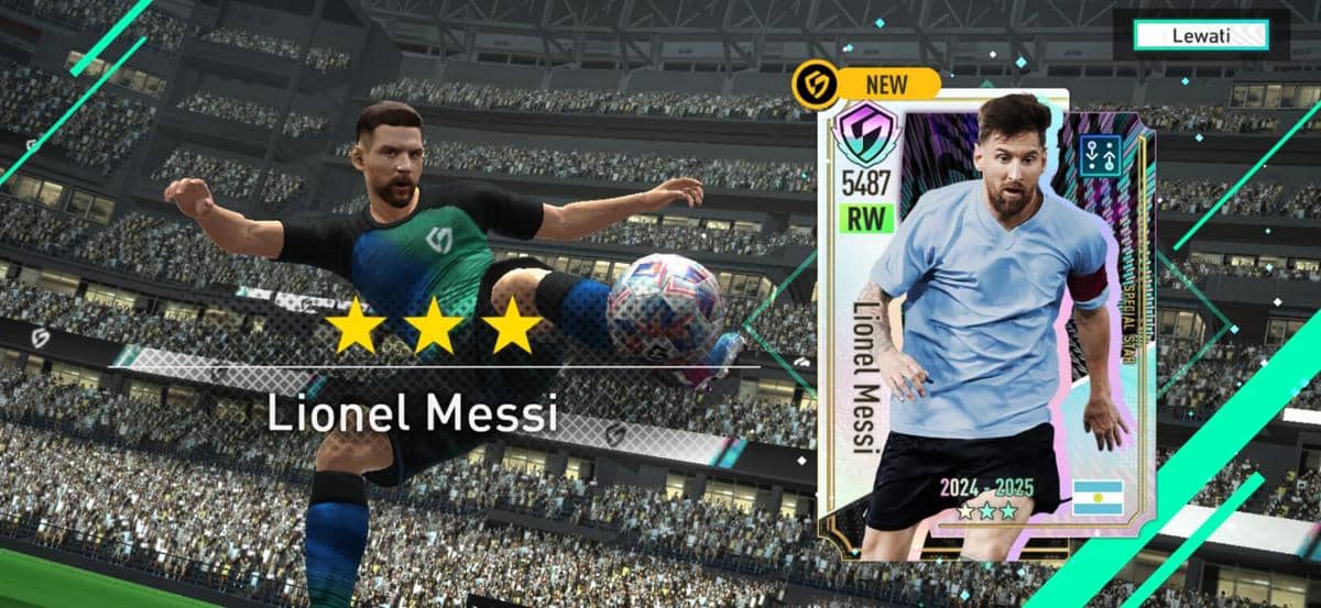 Lionel Messi, screenshot diambil redaksi Duniaku.com dari versi Android. (Dok. SEGA/SEGA Football Club Champions 2026)