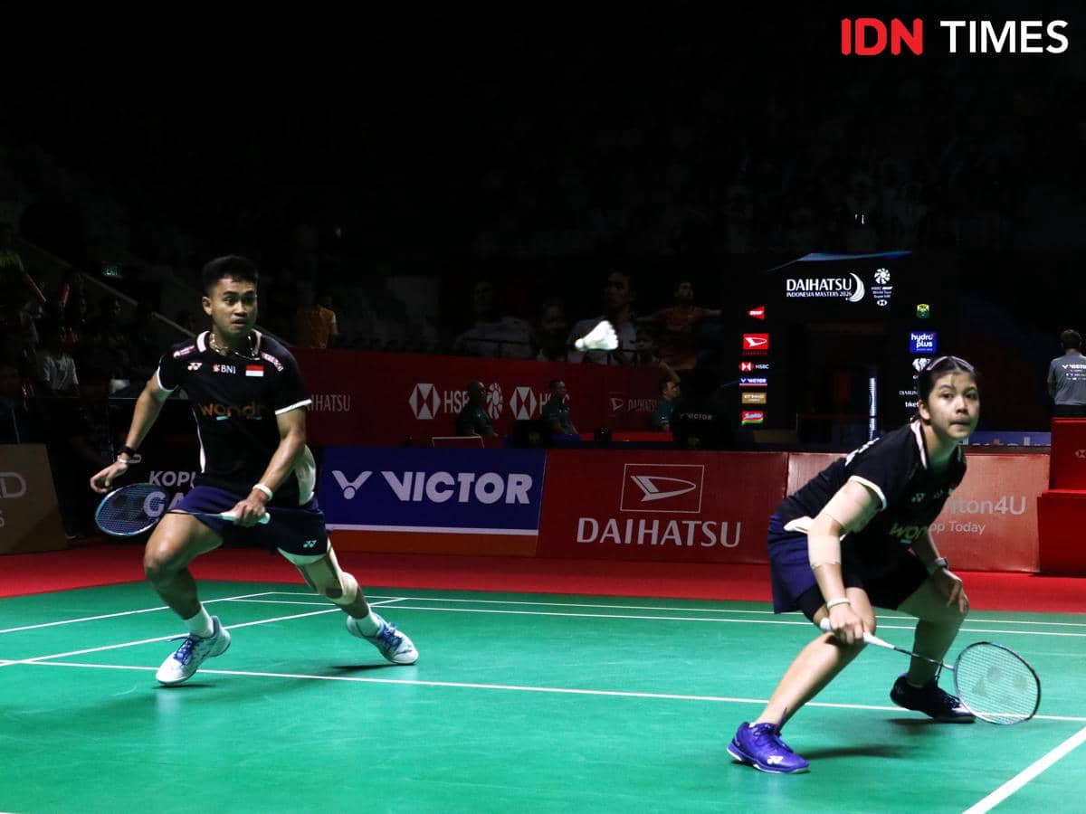 Ganda campuran Indonesia, Jafar Hidayatullah/Felisha Pasaribu saat menjalani laga perempat final Indonesia Masters 2026