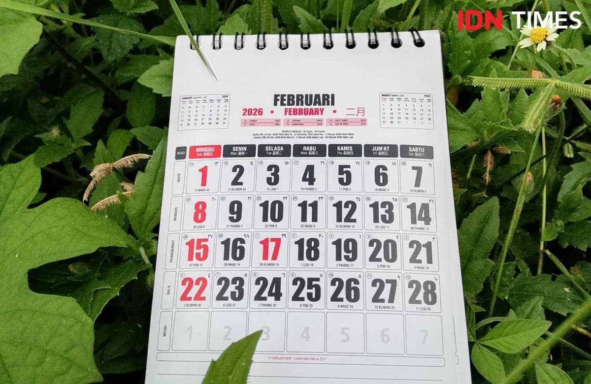 Ilustrasi kalender Februari 2026.