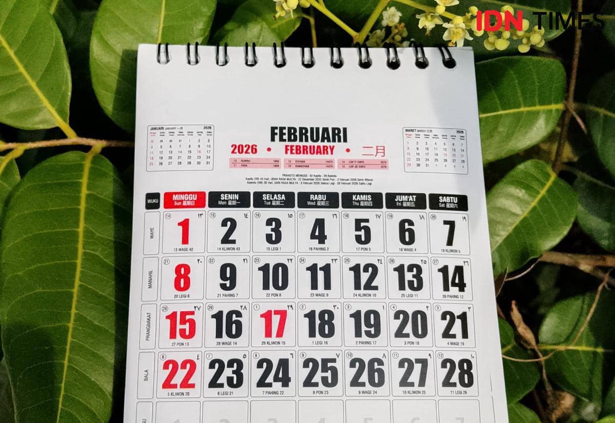 Ilustrasi kalender Februari 2026.