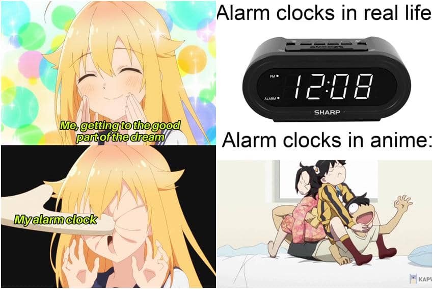 kolase meme anime tentang alarm