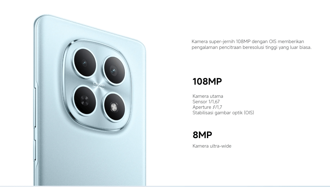 Redmi Note 15 5G mengandalkan kamera utama 108 MP 