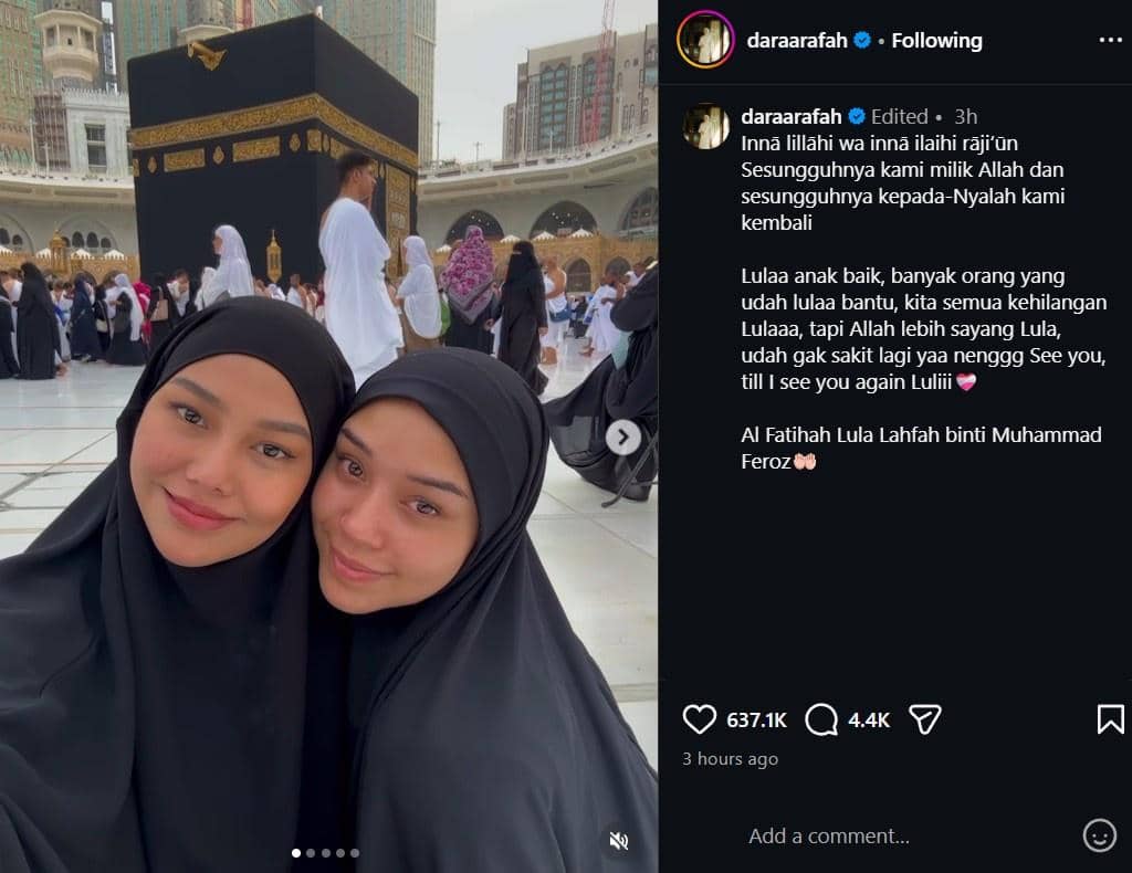 ucapan belasungkawa untuk Lula Lahfah