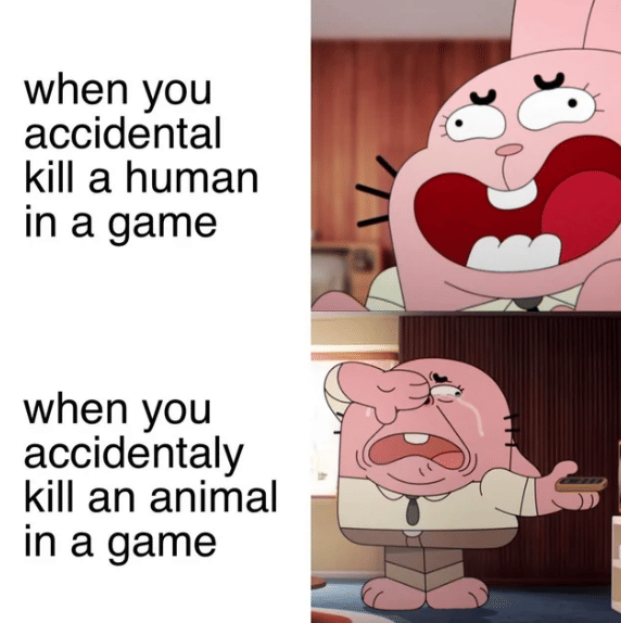 meme sayang hewan di game