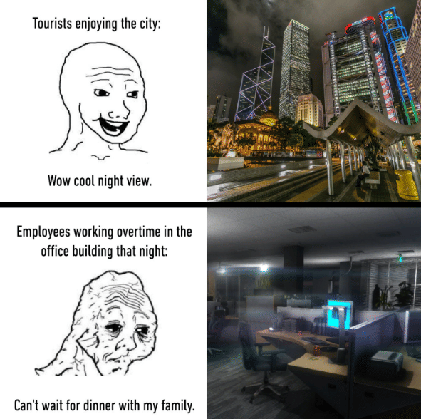 meme kerja sampai larut malam