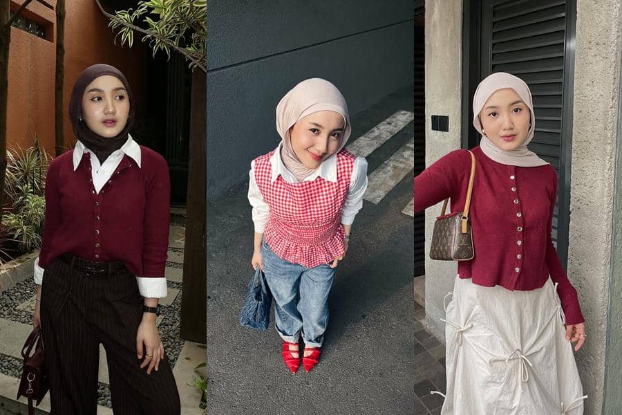 padu padan outfit merah ala Thafanya Sabila