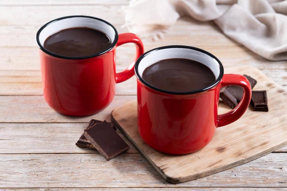 ilustrasi dark chocolate hot chocolate