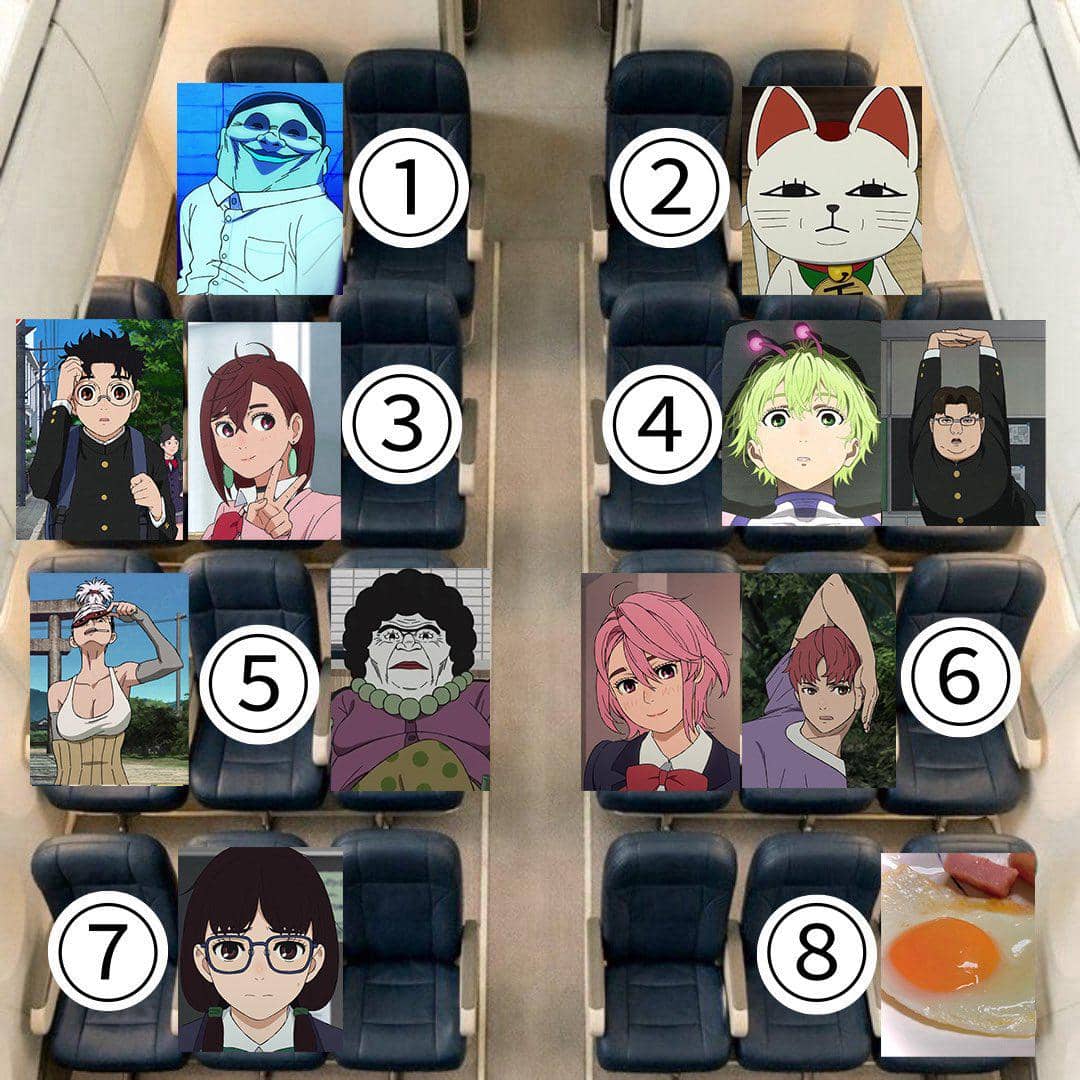 meme pilih kursi pesawat bareng anime