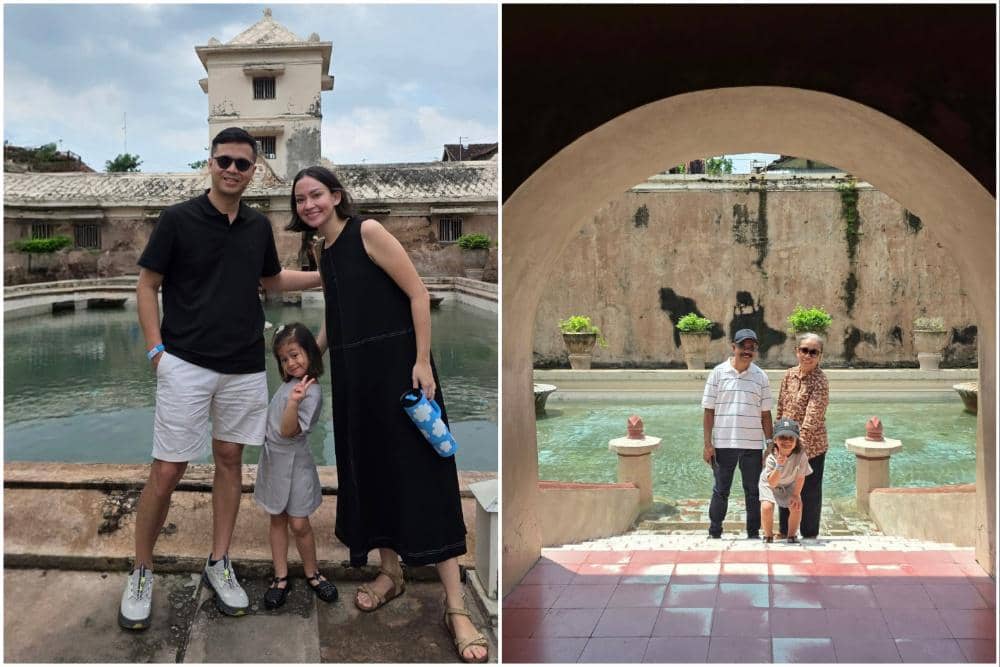 Karina Nadila ajak keluarga jalan-jalan di Taman Sari.