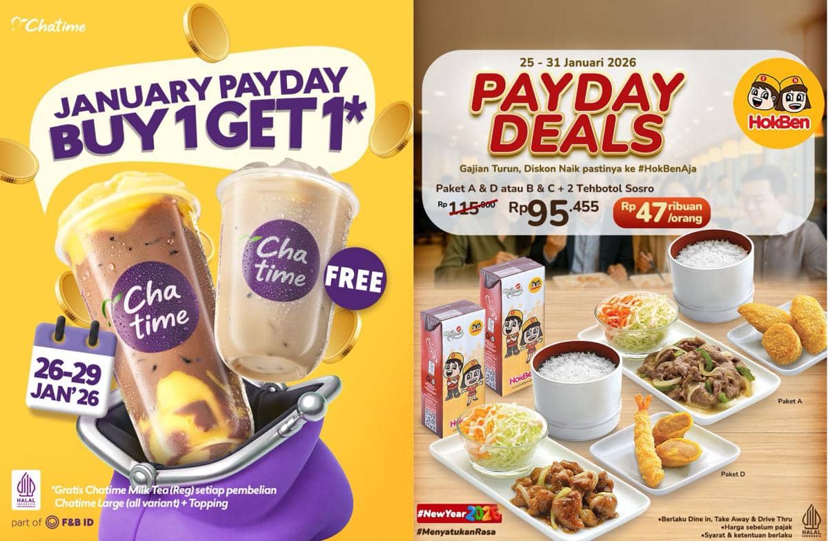 Potret promo Chatime dan Hokben Januari 2026