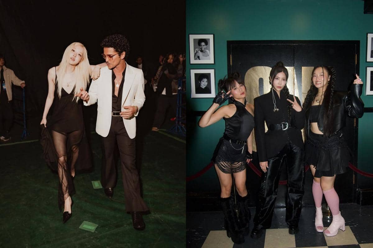 potret Rosé bersama Bruno Mars dan potret HUNTR/X