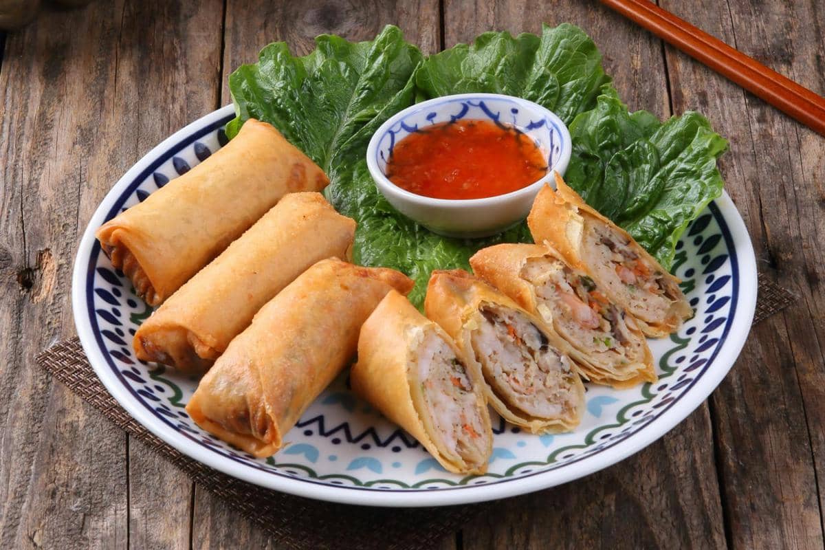 ilustrasi lumpia udang jamur shiitake