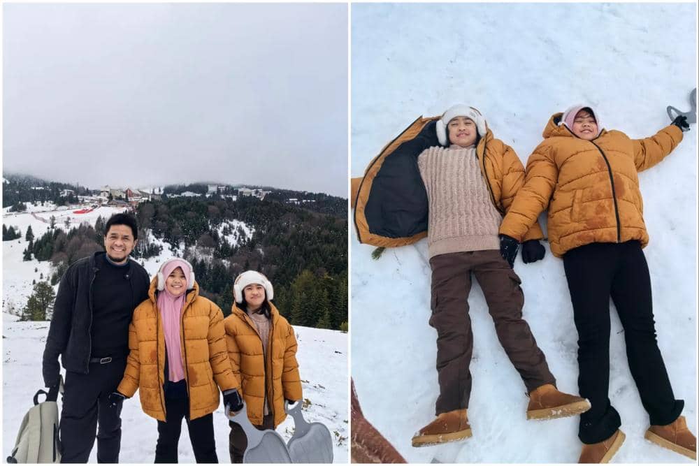Ory Vitrio membawa kedua putrinya main salju di Turki