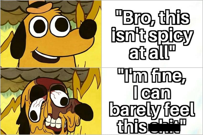 meme kartun tentang makanan pedas