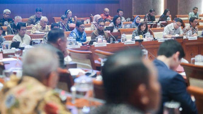 Menkomdigi Meutya Hafid dalam Rapat Kerja bersama Komisi I DPR RI, di Gedung Nusantara II DPR RI, Komplek Parlemen, Senayan, Jakarta Pusat, Senin (26/01/2026). (Komdigi/Pey HS)
