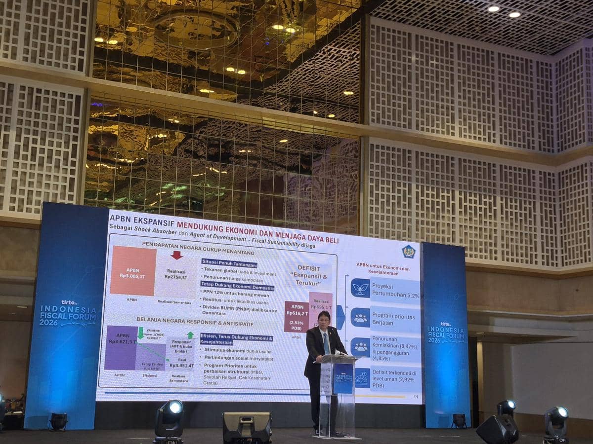 Menteri Keuangan Purbaya dalam acara Indonesia Fiscal Forum (IFF) 2026 di Jakarta. (Dok/Istimewa).