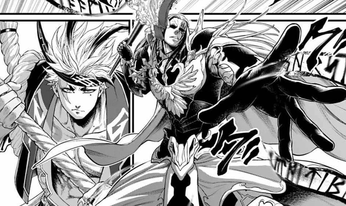 Odin melempar tombak Gungnir ke Kintoki - Record of Ragnarok