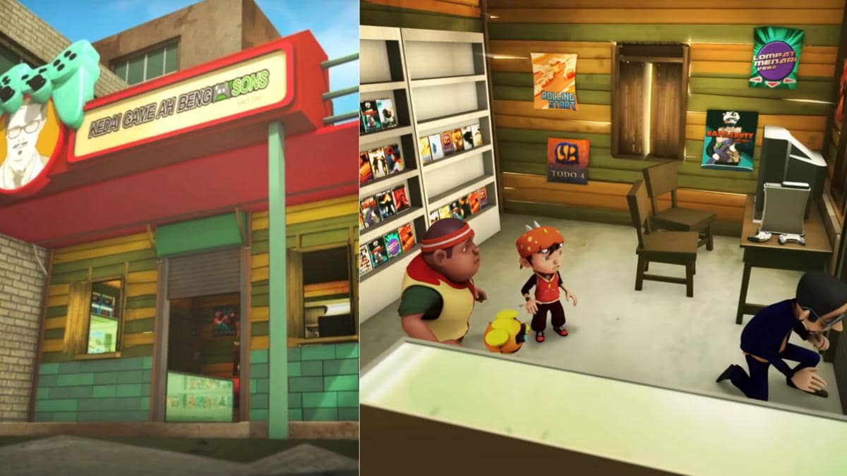 potret bagian luar dan dalam Kedai Game Ah Beng & Sons