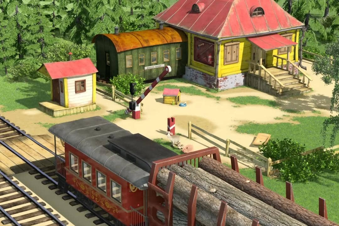 terdapat kereta api yang beroperasi dan bisa diakses langsung dari rumah Masha