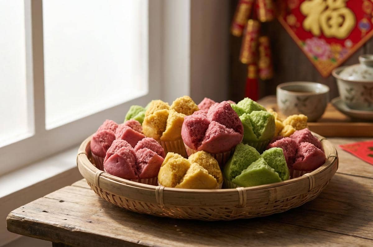 ilustrasi kue mangkok khas imlek